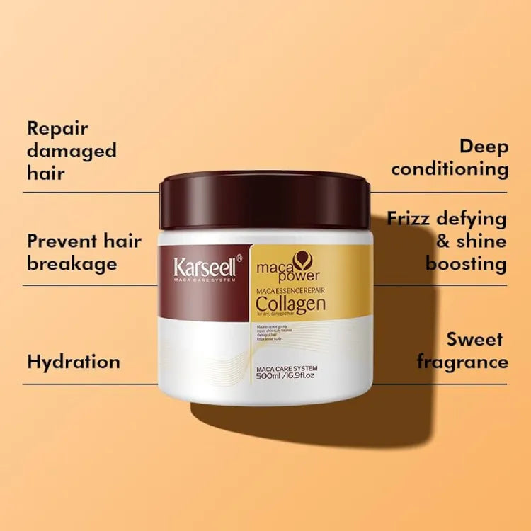 Karseell Collagen Hair Treatment Deep Repair Conditioning Argan Oil Collagen Hair Mask Essence for Dry Damaged Hair All Hair Types